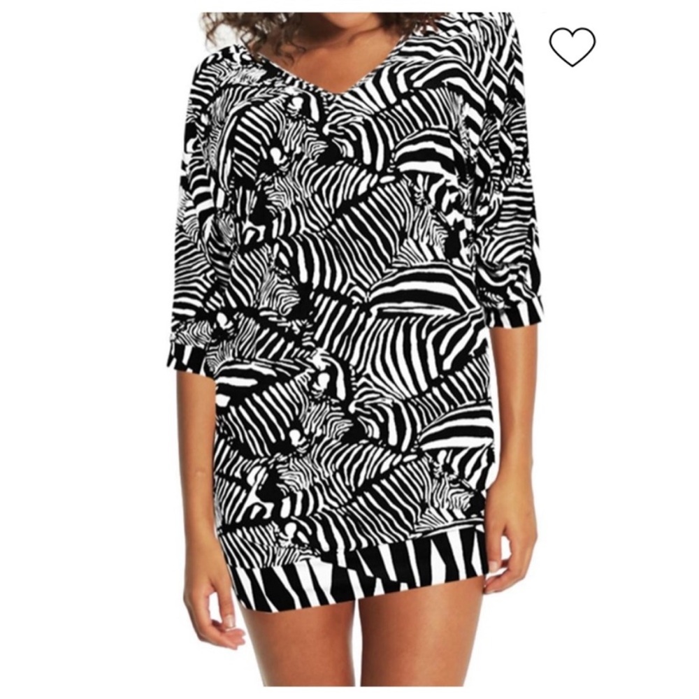 Trina Turk Black and White Zebra Print Swim Coverup